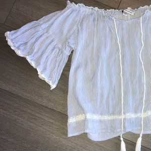 Off The Shoulder Striped Shirt